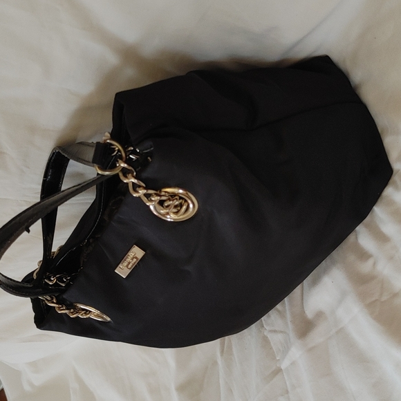 Kate Spade Elena Black Nylon & Patent Leather Shoulder Hobo Handbag - Picture 3 of 11